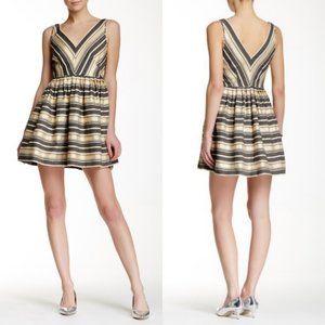 J. Crew Factory Metallic Stripe Flare Dress Size 8